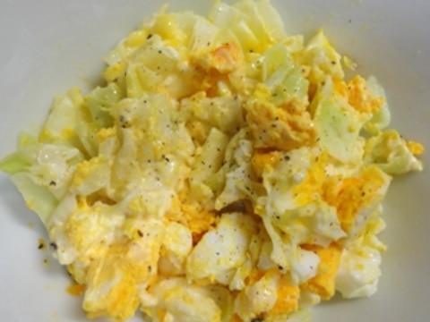 レンチン♪ゆで卵の簡単キャベツサラダ